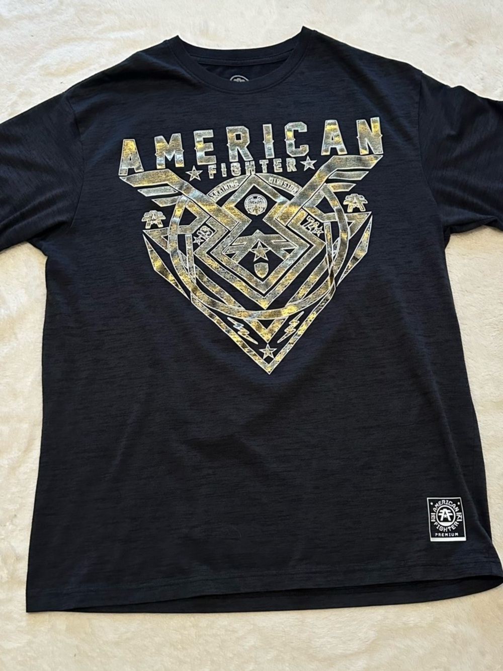American Fighter Black Tee with Metallic Gold Graphic
